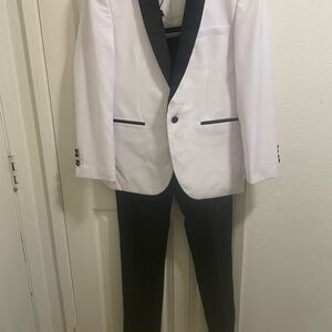 Bellino Clothing White and Black Tuxedo Slim Fit